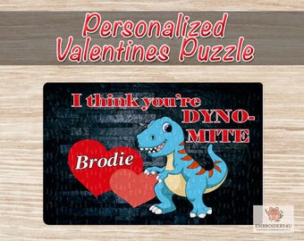 Personalized Kids Valentines Puzzle|Dynomite Dinosaur Valentine Puzzle|Kids Valentine Puzzle|Valentines Gift|Kids Valentines Gift