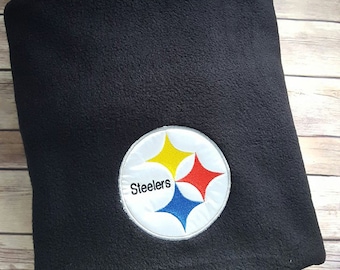 Embroidered Steelers Fleece Blanket|Steelers Football Blanket|Pittsburgh Football Blanket|Pittsburgh Steelers Blanket|Steelers Gift
