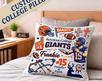 Custom College Pillow | Bed Party Decor  | College Acceptance Gift | Dorm Decor | School Spirit Pillow | 16"x16" Pillow