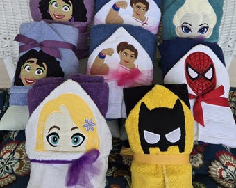 Personalized Embroidered Character Hooded Towe|Kids Bath & Pool|Ready to Ship|Kids Character Bath Towel|Kids Hooded Character Towel
