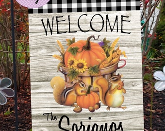 Personalized Autumn Garden Flag|Autumn Garden Flag|Fall Garden Flag|Squirrel Flag|Garden Flag|Fall Yard Flag|Fall Scene |Autumn Scene