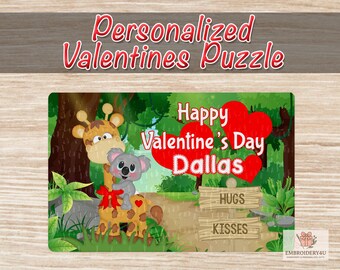 Personalized Kids Valentines Puzzle|Giraffe Valentine Puzzle|Kids Valentine Puzzle|Valentines Gift|Kid Valentine Gift|120 pcCardboard Puzzle