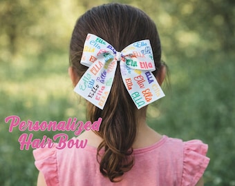 Personalized Name Hairbow | Multi Colored Name Bow | Big Girls Small Girls | Personalized Boutique Hairbow | Sublimated Hairbow