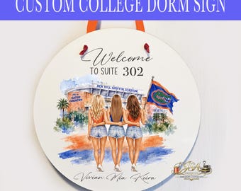 Personalized College Door Sign | Dorm Decor Room Sign | College Dorm Apartment Decor | Watercolor Roommate Sign  | Freshman Dorm Door Hanger