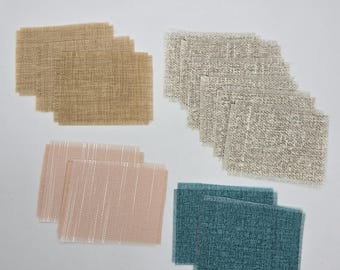 Rustic Tattered Fabric Patch Bundle | Blank Sublimation Fabric Patches | Applique Patches | Scrapbooking | 13 Piece Lot – 3” x 4”