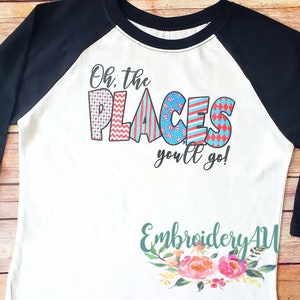 Oh the Places You&#39;ll Go|Peace Love Reading|National Read Across America|Dr. Suess Shirt|Cat in Hat Adult and Youth Shirt