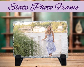 Custom Slate Photo Frame | Personalized Picture Frame | 3.5"x5.5" Frame | Tabletop Picture Frame | Keepsake Gift | Glossy Stone Photo Frame
