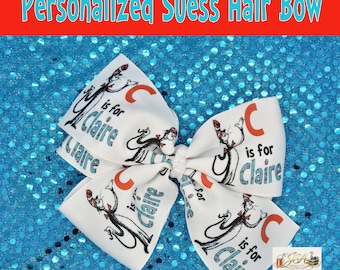 Personalized Dr Suess Inspired Hairbow | Dr Suess Name Bow | Name Bow | Big Small Girls | Dr Suess Hairbow | Uniquely Yours | 3 Bow Options