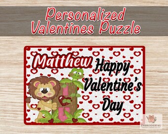 Personalized Kids Valentines Puzzle|Lion Valentine Puzzle|Kids Valentine Puzzle|Valentines Gift|Kids Valentines Gift|Cardboard Puzzle