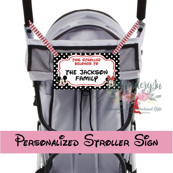 Personalized Mouse Stroller Sign|Custom D!sney Stroller Sign|Stroller Tag|D!sney Stroller Sign|Stroller Sign|Golf Cart Plate|Quick Ship