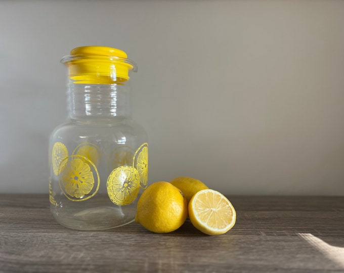 Pyrex Clear Lemonade Pitcher W/ Lemons and Lid, 1.5quart, 3515 Etsy