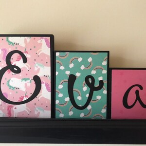 Unicorn Nursery Theme. Personalized Wooden Blocks