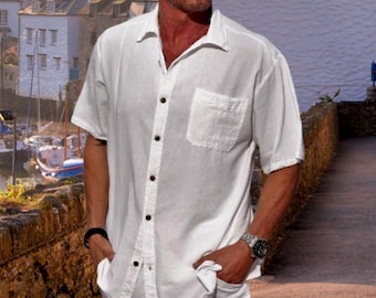mens short sleeve gauze shirts