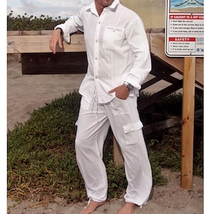 AVI  Organic Gauze Cotton Flowing Breeze  Men&#39;s Cargo Long Pants