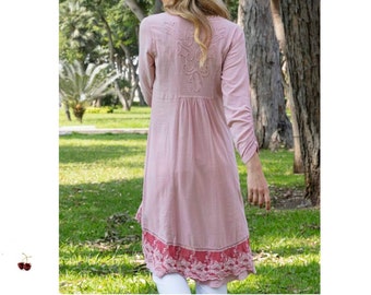 JADE Organic Gauze Cotton Embroidered Lace  Bohemian Vibe Romantic Duster