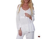 VALERIA Organic Gauze Cotton Cold Shoulders Embroidered Tunic Top