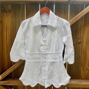 CAMANA Organic Woven Cotton Embroidered Collared  Western Blouse