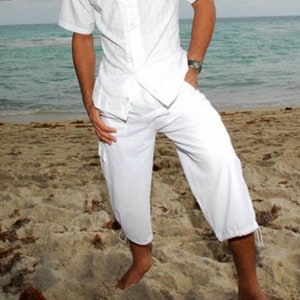 Mens white capri pants hot sale