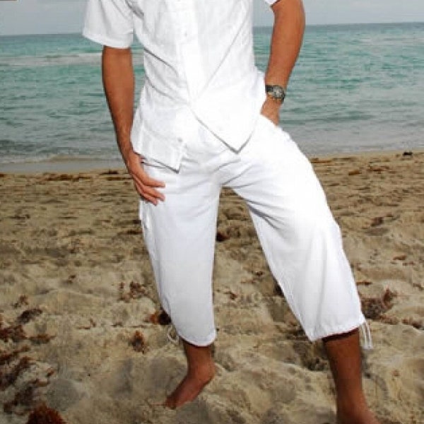 ZAIR Organic Cotton Legs Drawstring  Resort Men's Cargo Capri Pants