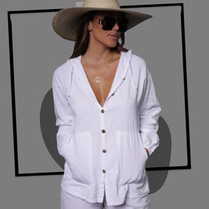 Handmade Gauze Cotton SHARON Buttoned  Jacket Sweatshirt/Hoodie