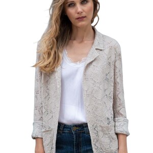 SOFIA Organic Baumwolle Cotton Lace Leaf Pattern Attire Jacket image 2