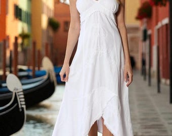 ZULAMA Bio-Baumwolle Mid-Calf Asymmetrische Country Kleid