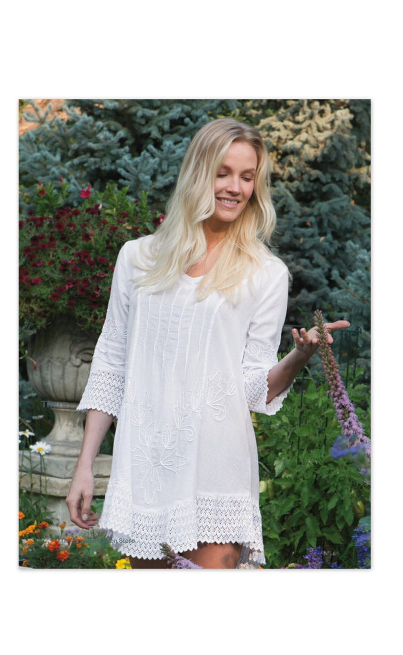AGNESCA Organic Gauze Cotton Embroidered Lace Retro Ibiza Tunic