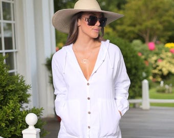 SHARON Handmade Gauze Cotton Buttoned  Jacket Sweatshirt/Hoodie
