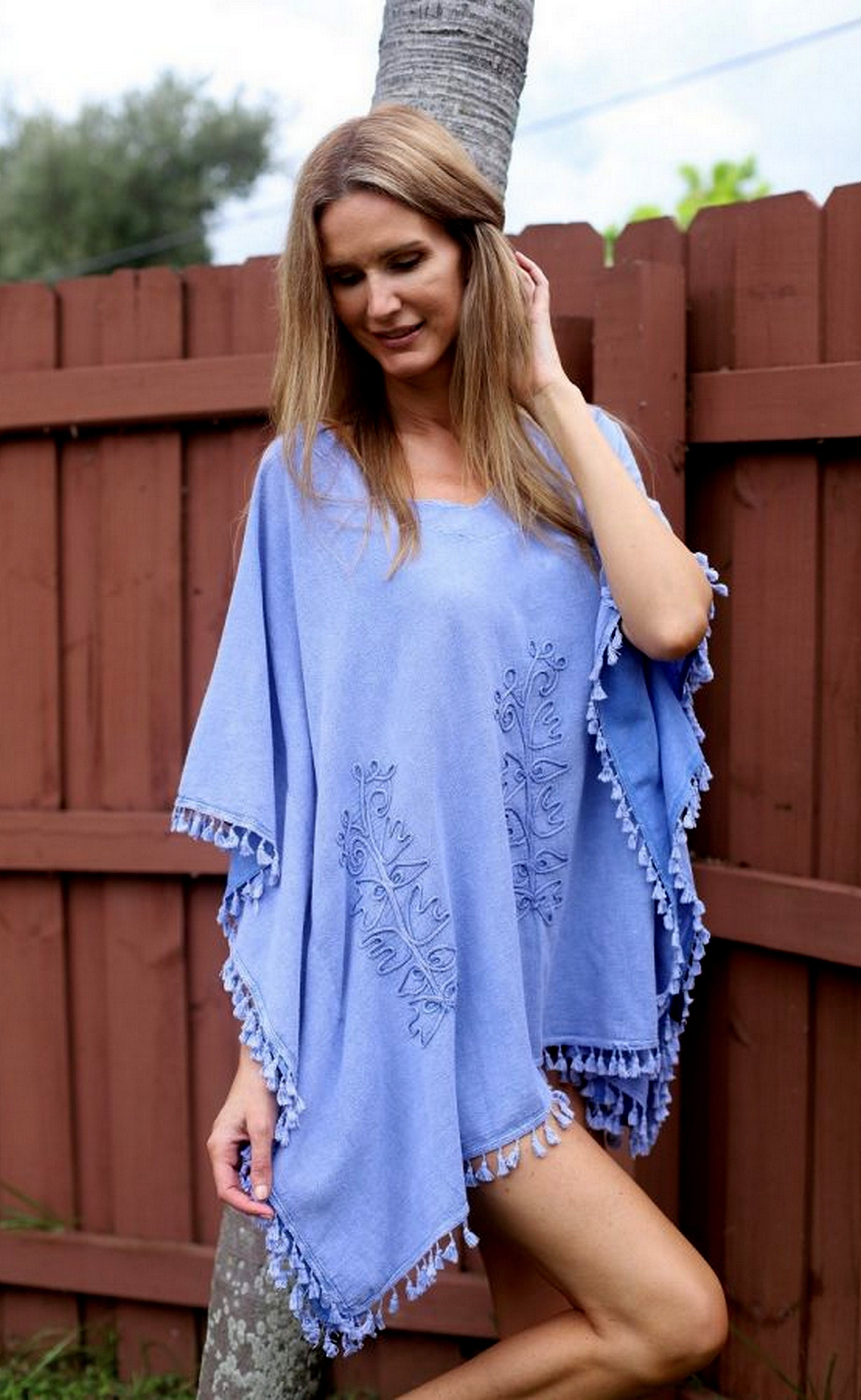 Peruvians Organic Gauze Cotton KAYMI Cover Up Resort Kaftan Tunic agrohort.ipb.ac.id