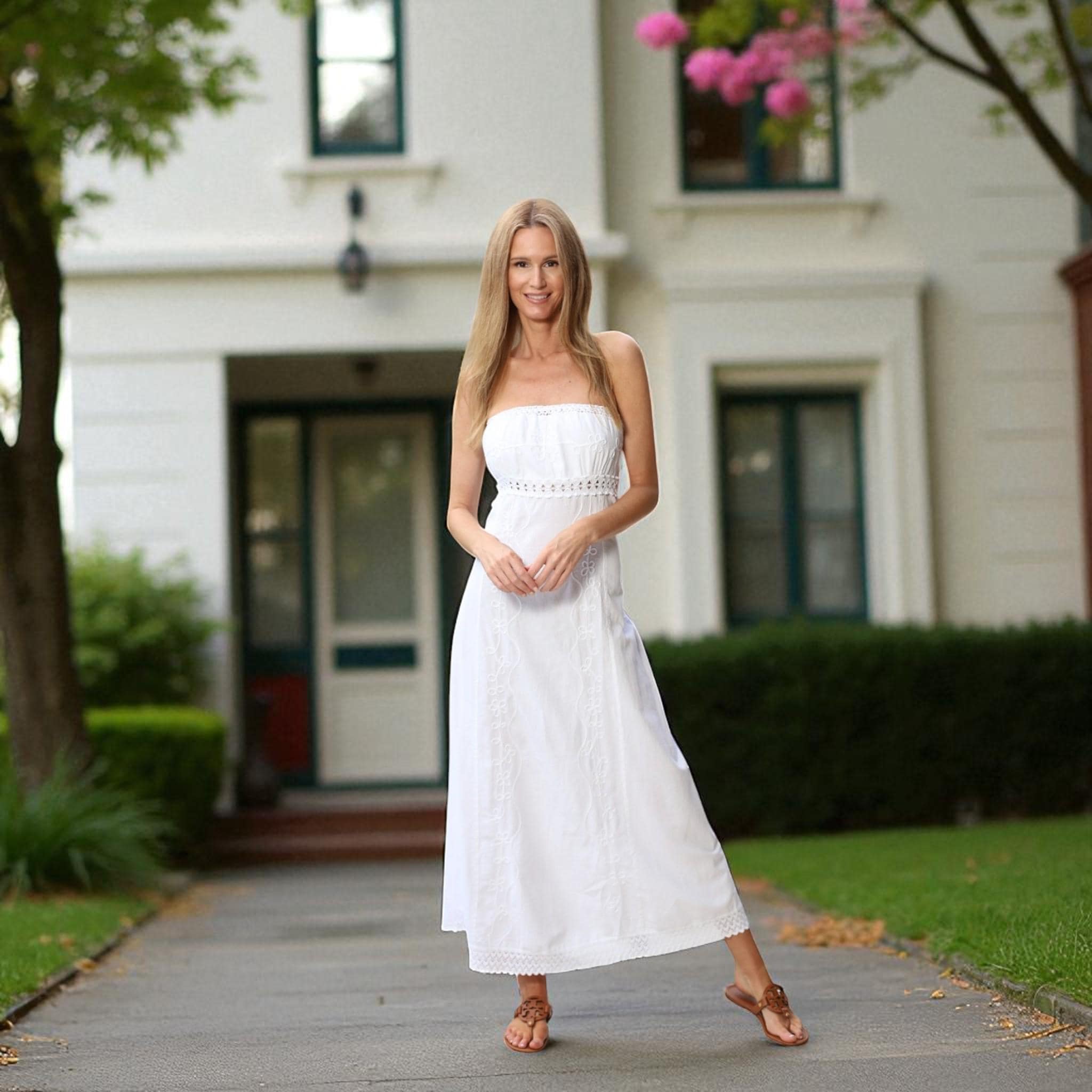 knee length dresses for ladies The Genevieve Green Plaid Strapless Midi Dress - All Dresses main image 0