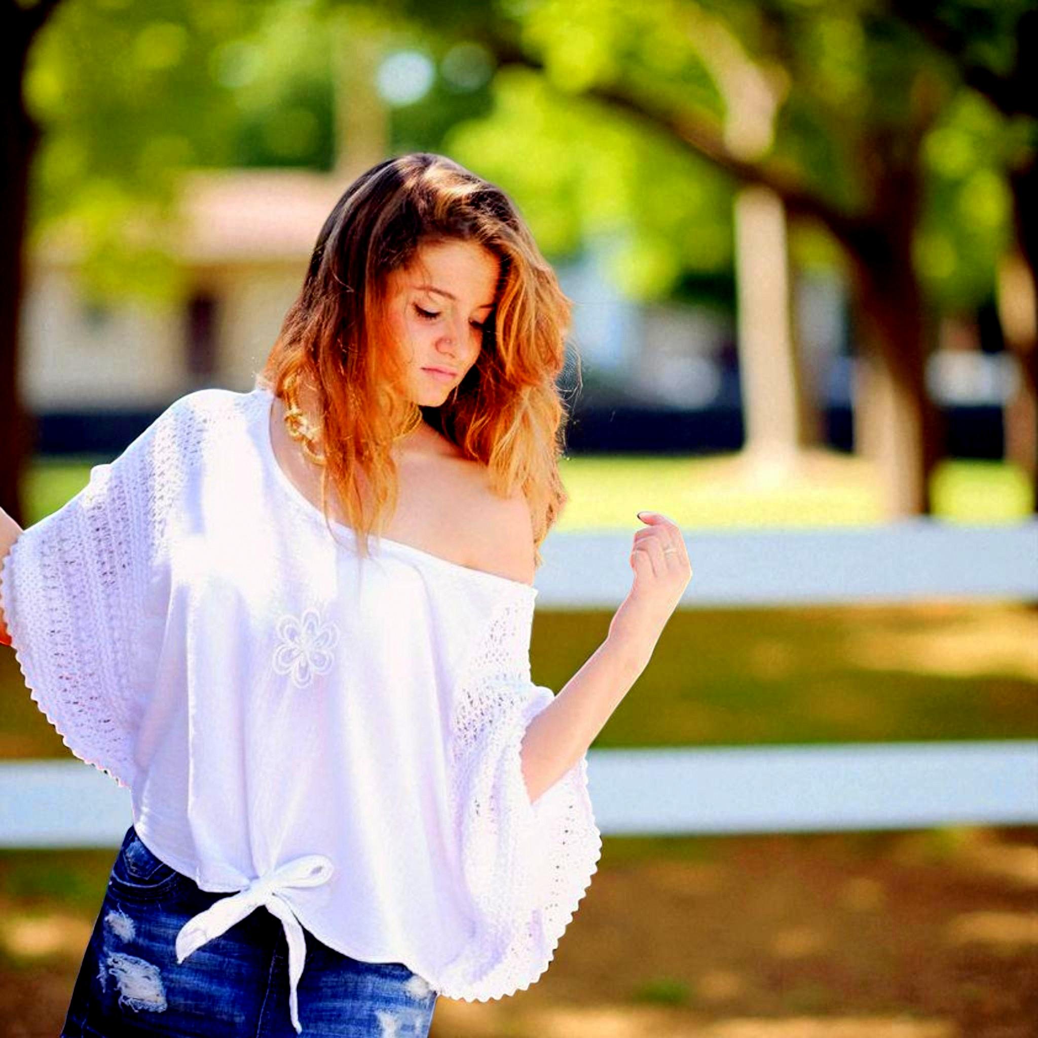 Organic Gauze Cotton Crochet NINA Boat Neckline Dolman Sleeves