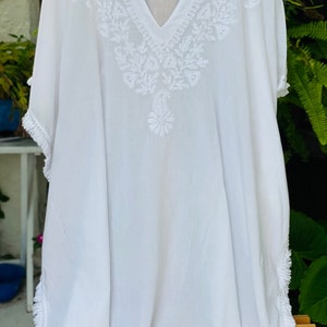 SALLY Organic Fine Cotton Embroidery Beach Cover Up Tunic O/S image 4