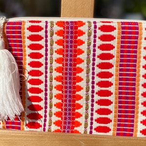 Cotton Artisan Embroidered Geometric Patterns Cosmetics Bag