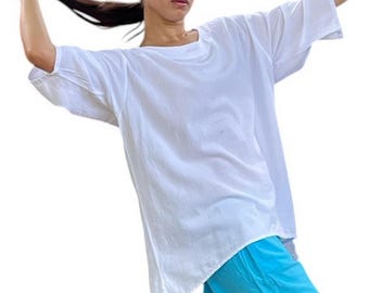 Blusa túnica oversized assimétrica de algodão orgânico gaze ZUNI para resorts