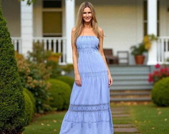 AVE BLANCA Bio Gaze Baumwolle Häkelspitze Brautkleid