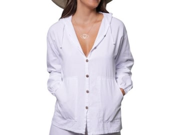 SHARON Handmade Gauze Cotton Buttoned  Jacket Sweatshirt/Hoodie