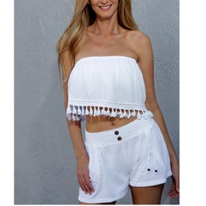 SEIRA Organic Gauze Cotton Lace Beach Short Pants