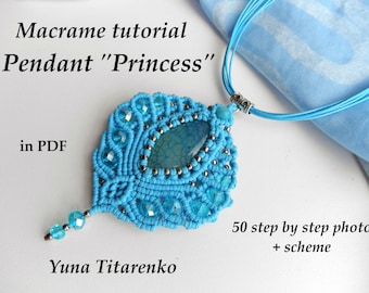 Macrame tutorial "Princess" pendant