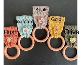 Crocheted Towel Holder, Many Colors to Choose From, Kitchen Towel Hanger, Wooden Ring Towel Holder, Kitchen Accessories, Kitchen Decoration