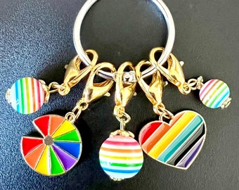 Rainbow Stitch Markers, Zipper Pulls, Rainbow Bag Charms, Pride Charms, Knitting/Crochet Accessories, Backpack Charms