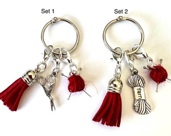Tassel Key Chain Charms, Yarn Stitch Markers, Bag Charms,  Rainbow Charms, Zipper Pulls, Knitting Accessories