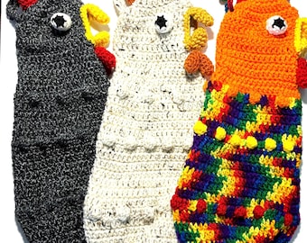 Chicken Plastic Bag Holders, Several Colors to Choose From, Grocery Bag Holder, Crocheted Chicken, Housewarming Gift, Hostess Gift
