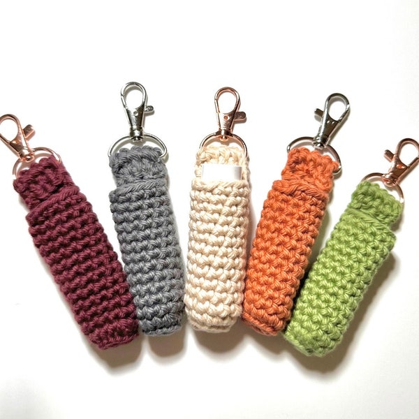 Crocheted Lip Balm Holder, Many Colors to Choose From, Clip On Lip Gloss Holder,  Clip On Lip Balm Case,  Vaseline Holder, Stocking Stuffer