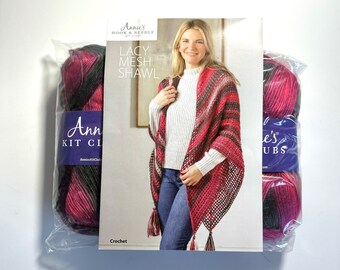 Crochet or Knit Shawl Kit, Annie’s Kit Club, Crochet Scarf, Knitted Shawl