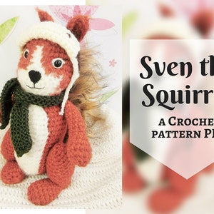 Sven the Squirrel, amigurumi crochet pattern, written PDF pattern in English image 1