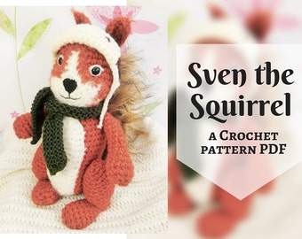 Sven the Squirrel, amigurumi crochet pattern, written PDF pattern in English