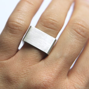 Handmade Sterling Silver Square Statement Ring: Unisex Bold Jewelry