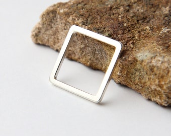 Fine Silver Square Ring. Geometric Stack Ring. Simple Modern Everyday Ring. Handmade recycled silver jewelry. Gift for her. Gift for girl.