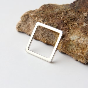 Fine Silver Square Ring. Geometric Stack Ring. Simple Modern Everyday Ring. Handmade recycled silver jewelry. Gift for her. Gift for girl.