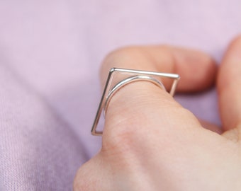 Geometric square ring. Recycled sterling Silver. Geometry Ring. Simple Modern Everyday Ring. Index ring. Gift for her
